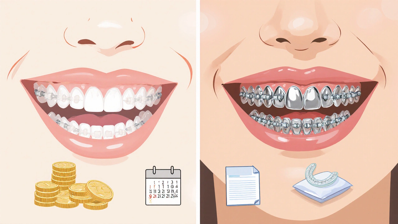 Porovnání keramických a kovových rovnátek s cenou a retainerem.