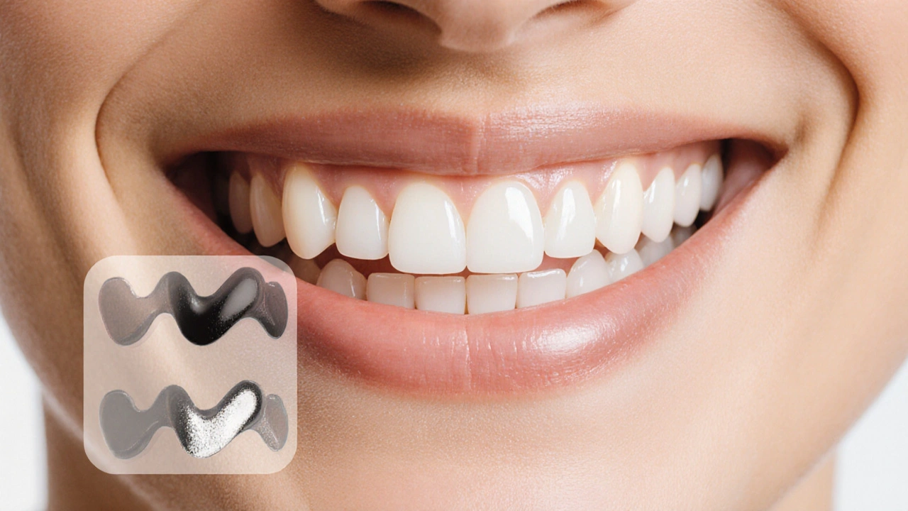 Úsměv s přirozeně vypadajícími keramickými onlay na předních zubech.