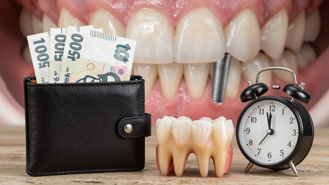 1 500 Kč za hygienu vedle zdravých zubů, s potenciálními náklady na implantáty v pozadí.