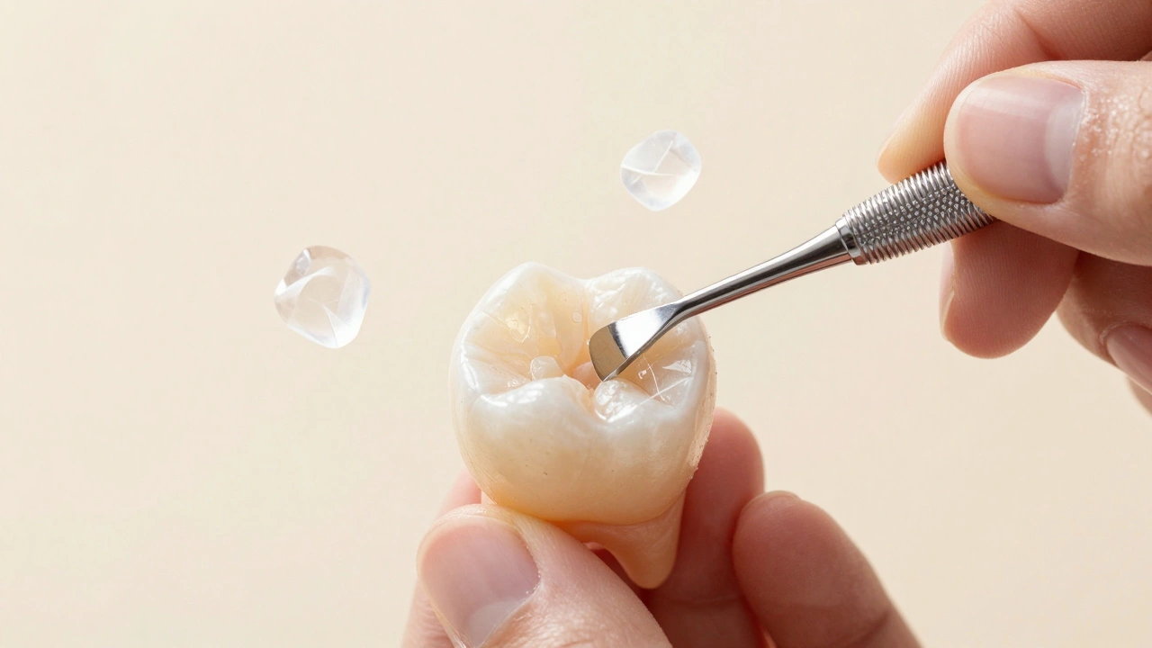 Close-up of a polished bonded tooth blending naturally with enamel.