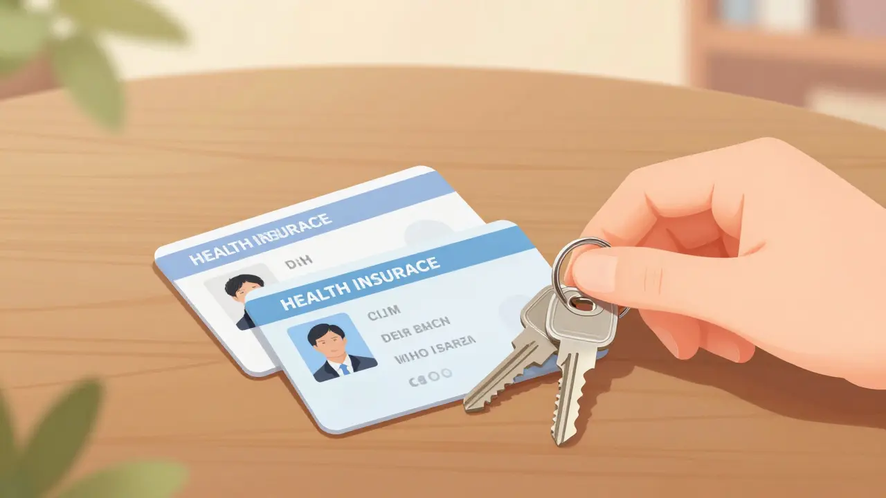 Dokumenty a klíče připravené na návštěvu lékaře.