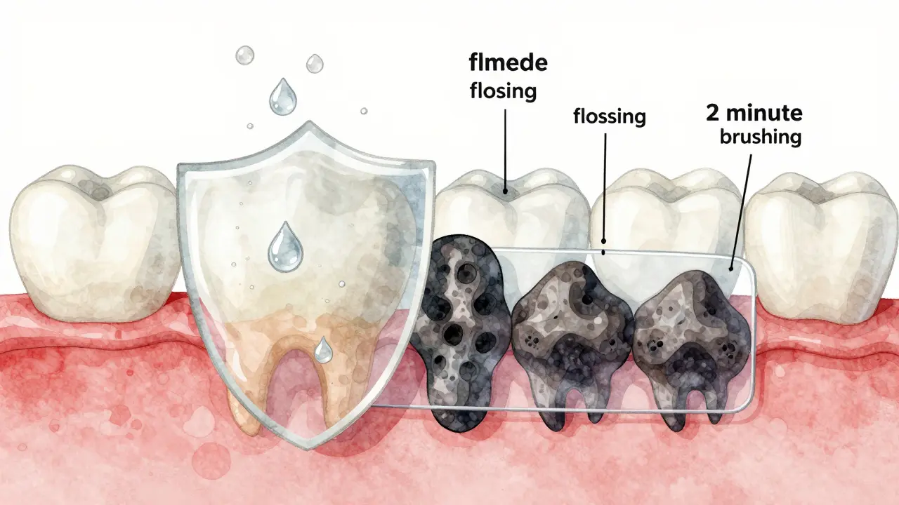 Ochranný štít slin brání tvorbě zubního kamene.
