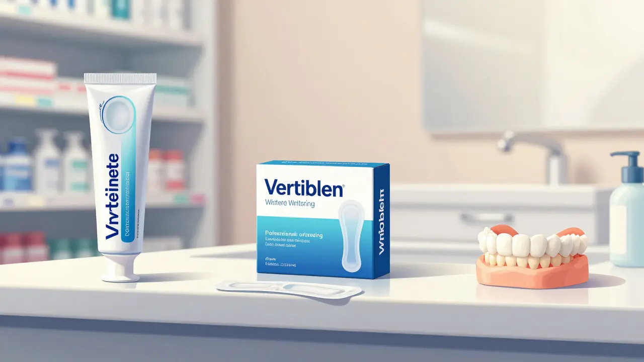 Tři metody bělení zubů: zubní pasta, proužky a zubní štětec v různých prostředích.