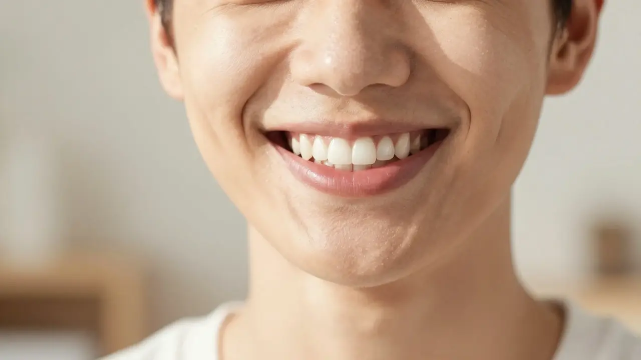 Detail přirozeného a zdravého úsměvu s kvalitními keramickými fasetami.