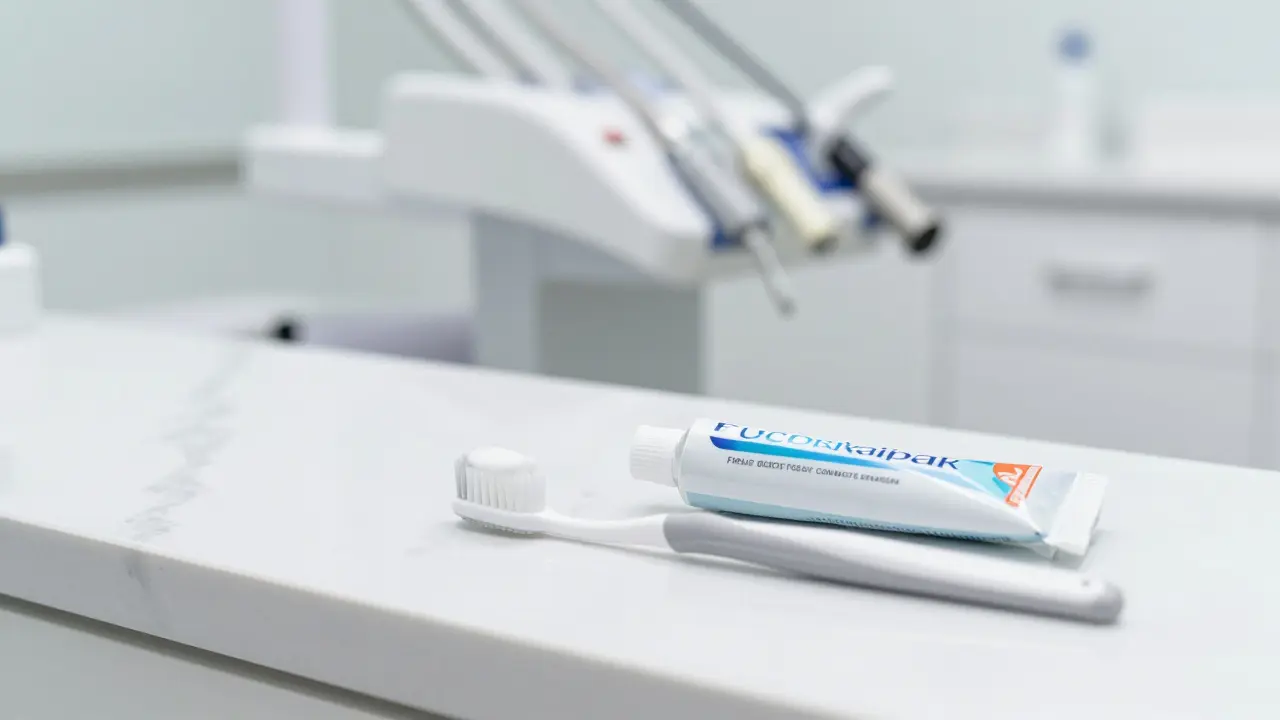 Kombinace domácí péče a profesionálního vybavení dentální hygieny.