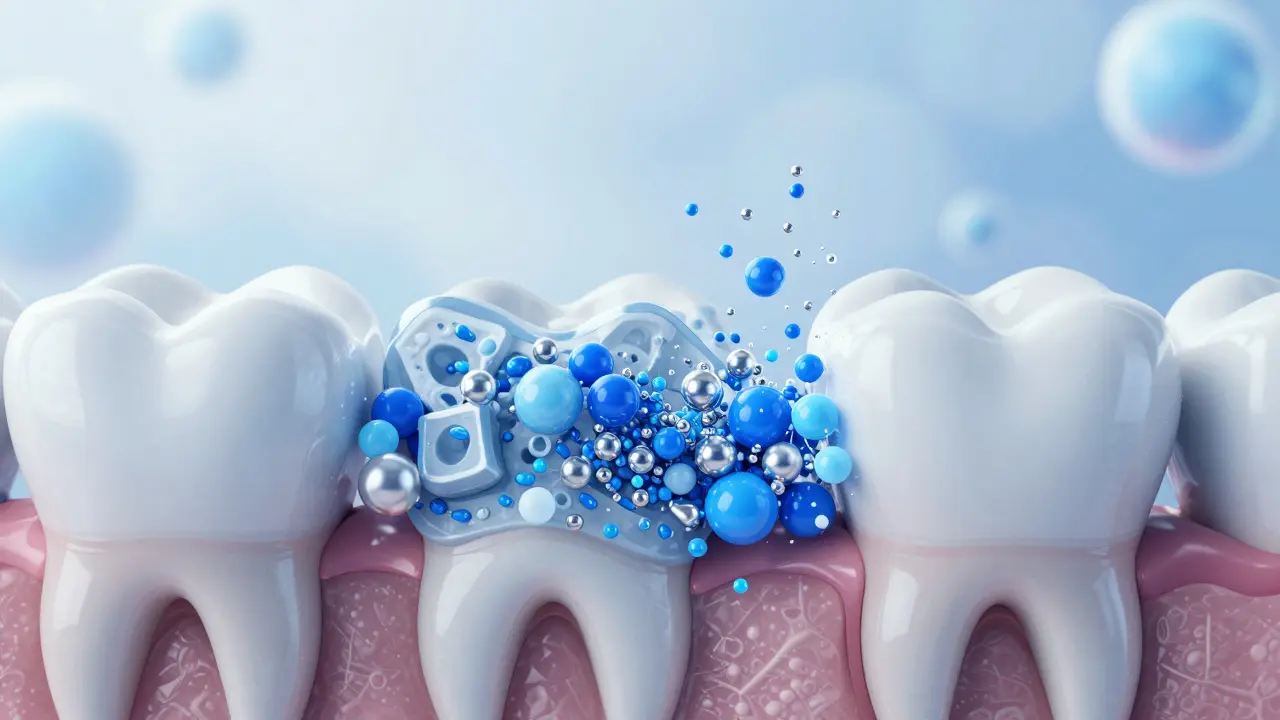 3D vizualizace fluoridů posilujících krystaly zubní skloviny