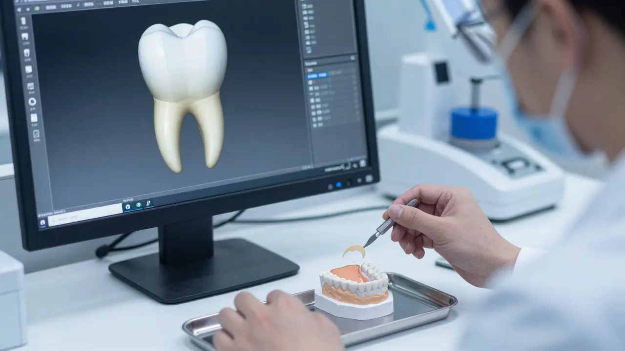 Digitální návrh a výroba zubních fazet v laboratoři