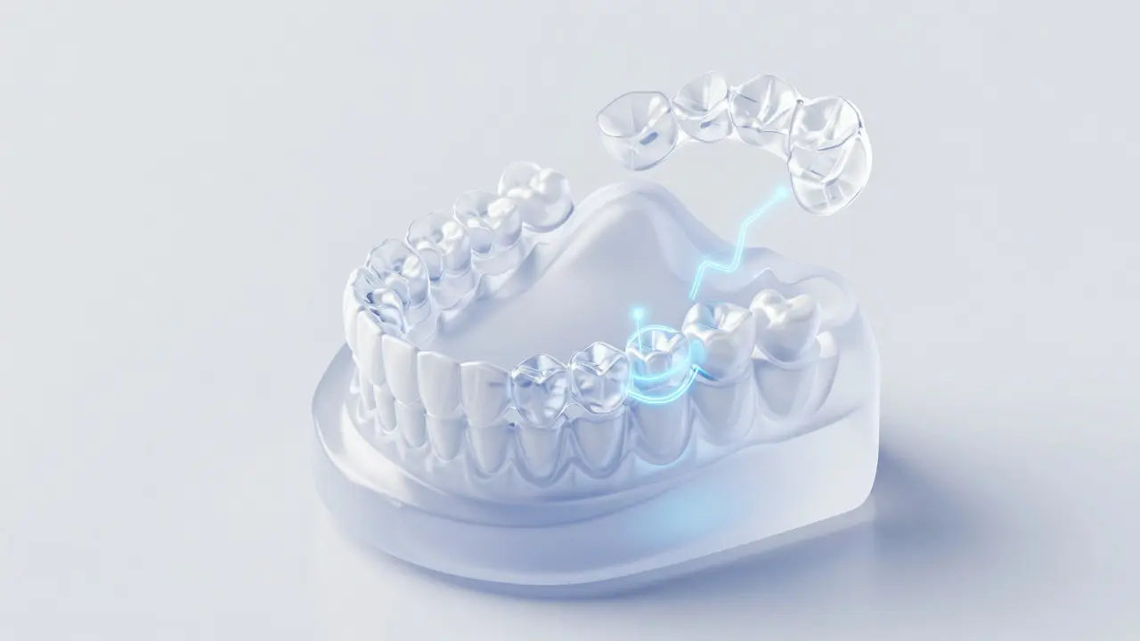 3D vizualizace digitálního plánování pohybu zubů pomocí alignerů