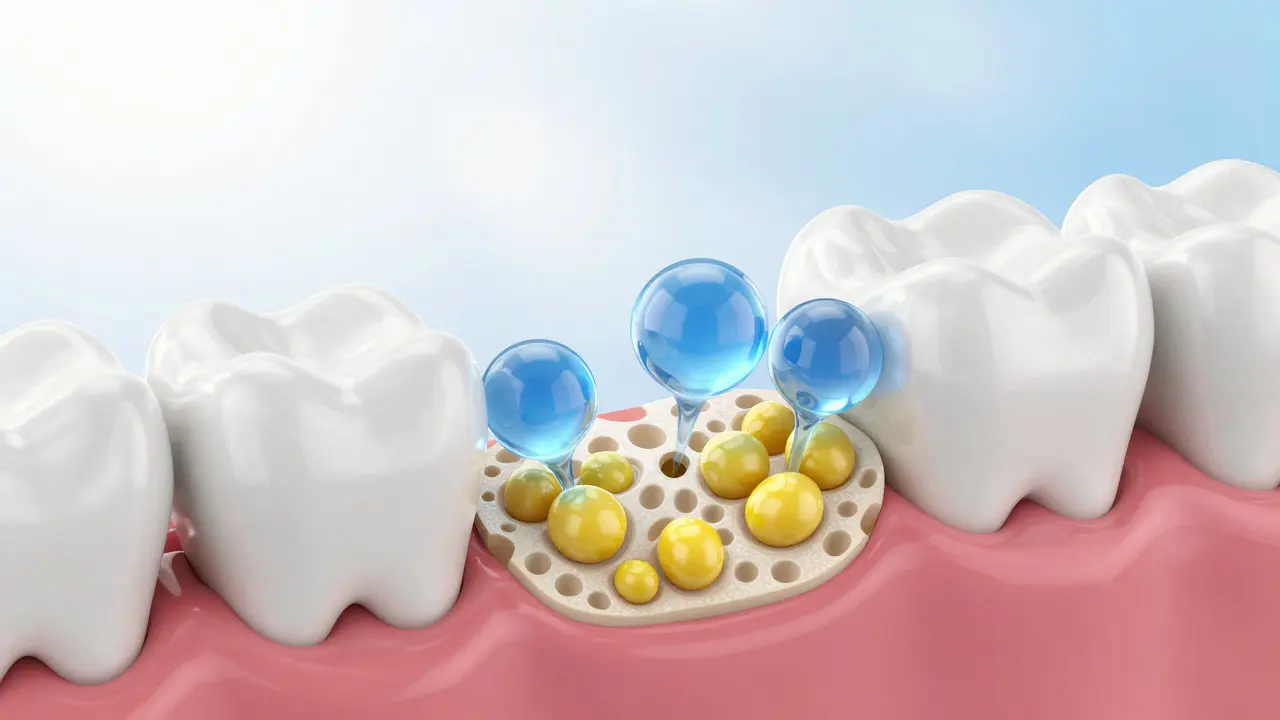 3D vizualizace peroxidu pronikajícího do struktury zubu