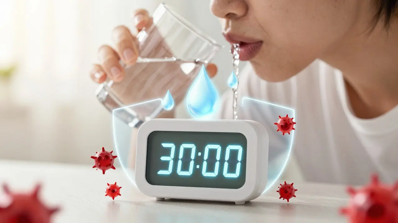 Časovač na 30 minut s kapkami slin neutralizujícími kyseliny