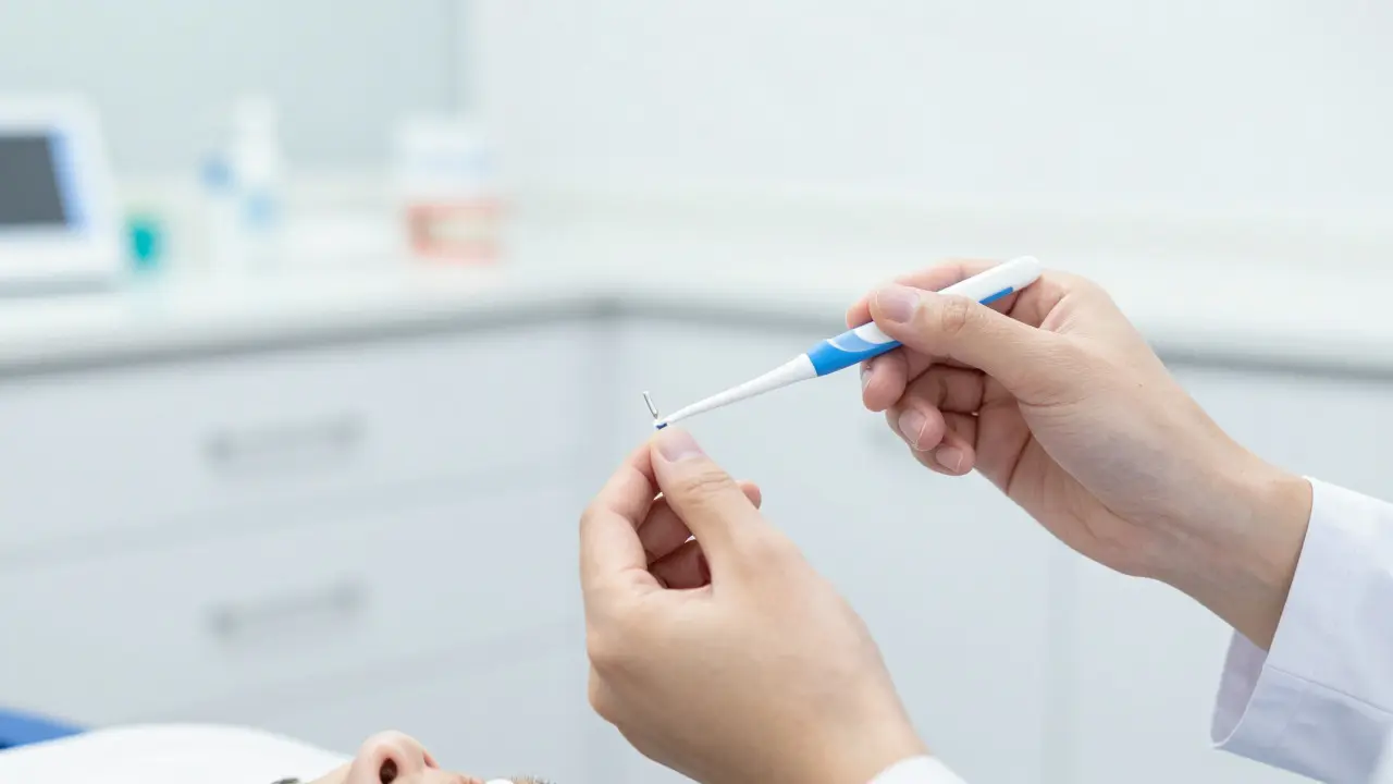 Čištění mezery mezi zuby pomocí interdentalního kartáčku