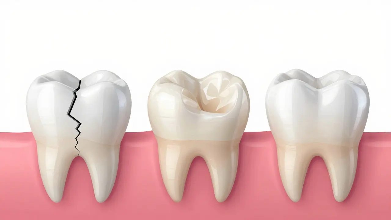 Ilustrace různých typů dentálních oprav